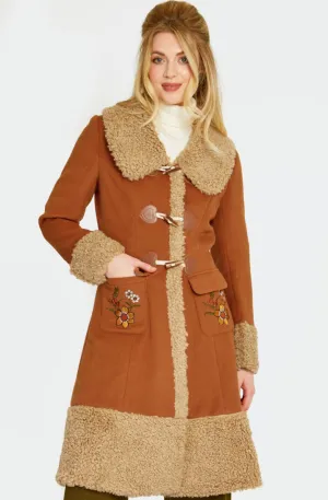 1970s Faux Fur Trimmed Lambswool Toggle Coat