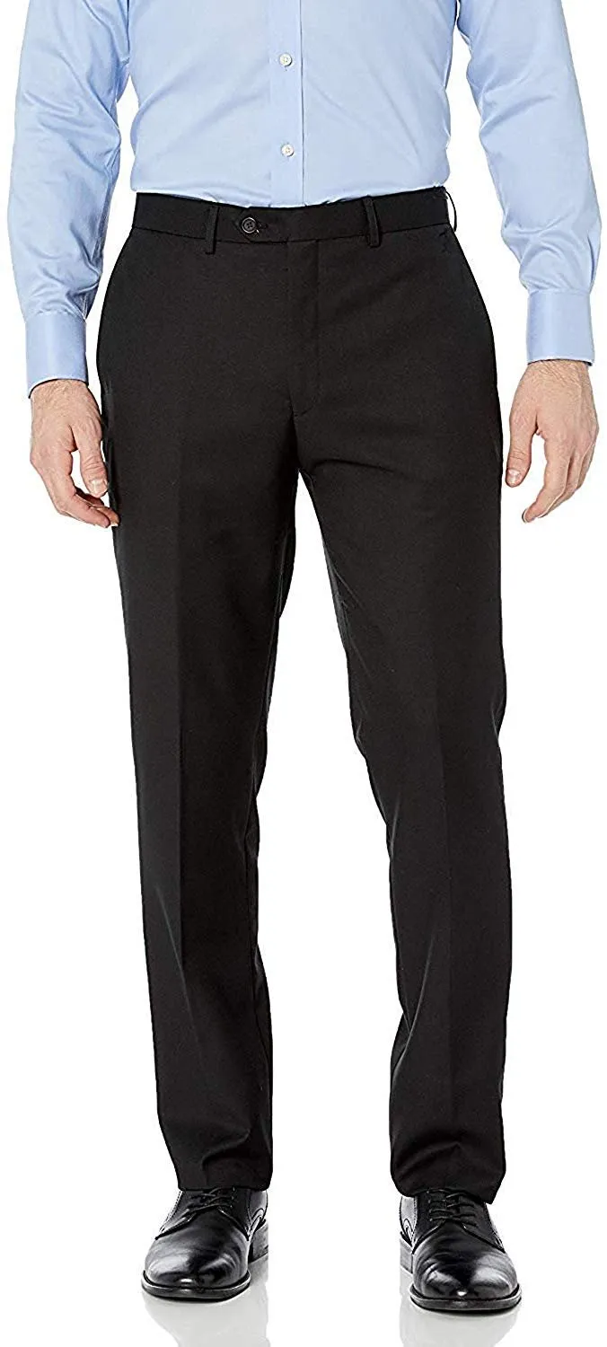 Adam Baker Men's Slim-Fit Flat-Front 100% Wool Dress Pants