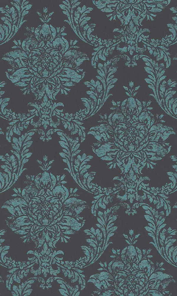 Alliage Teal Classic Metallic Damask 297408