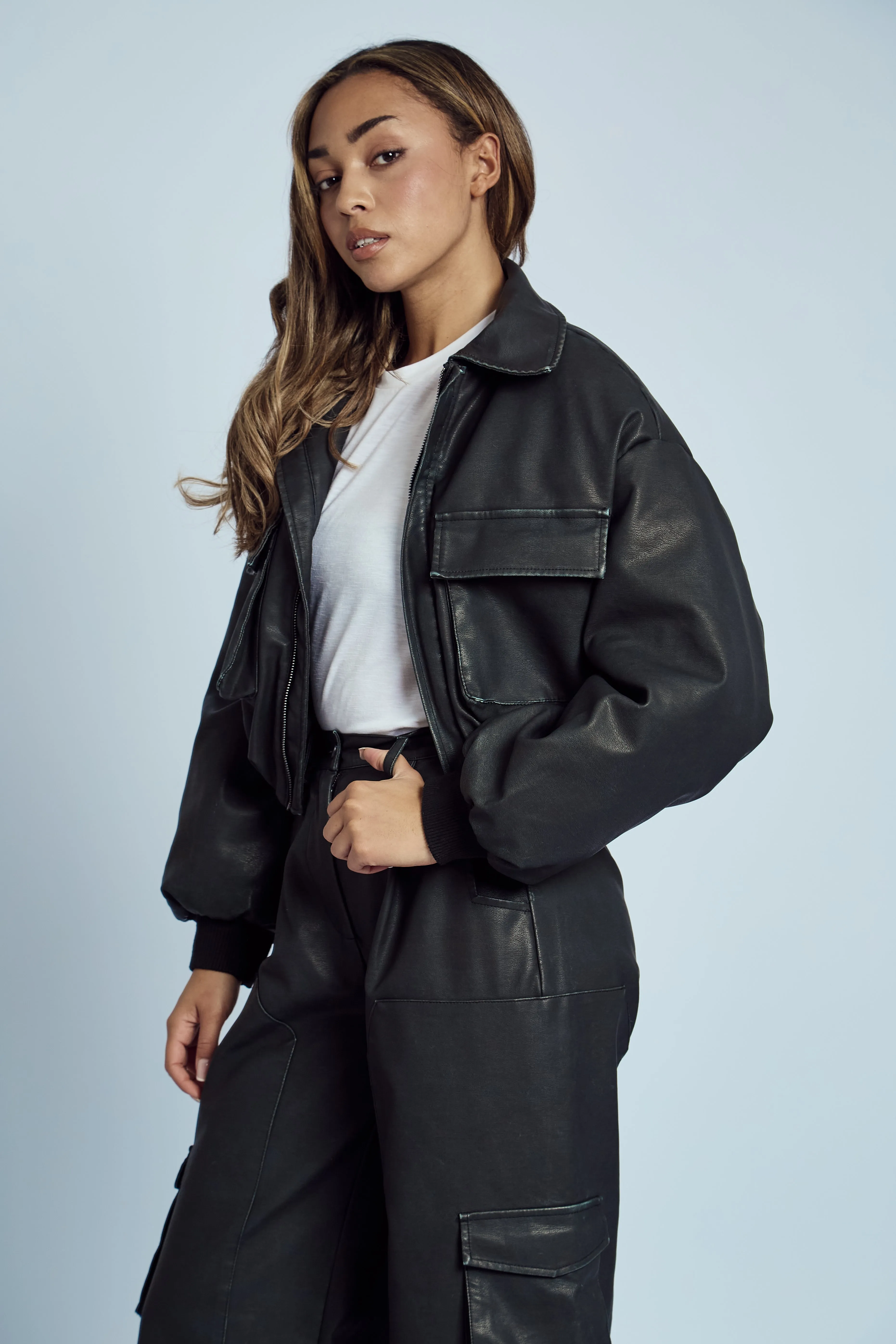 ALMOS VEGAN LEATHER PUFFED BOMBER