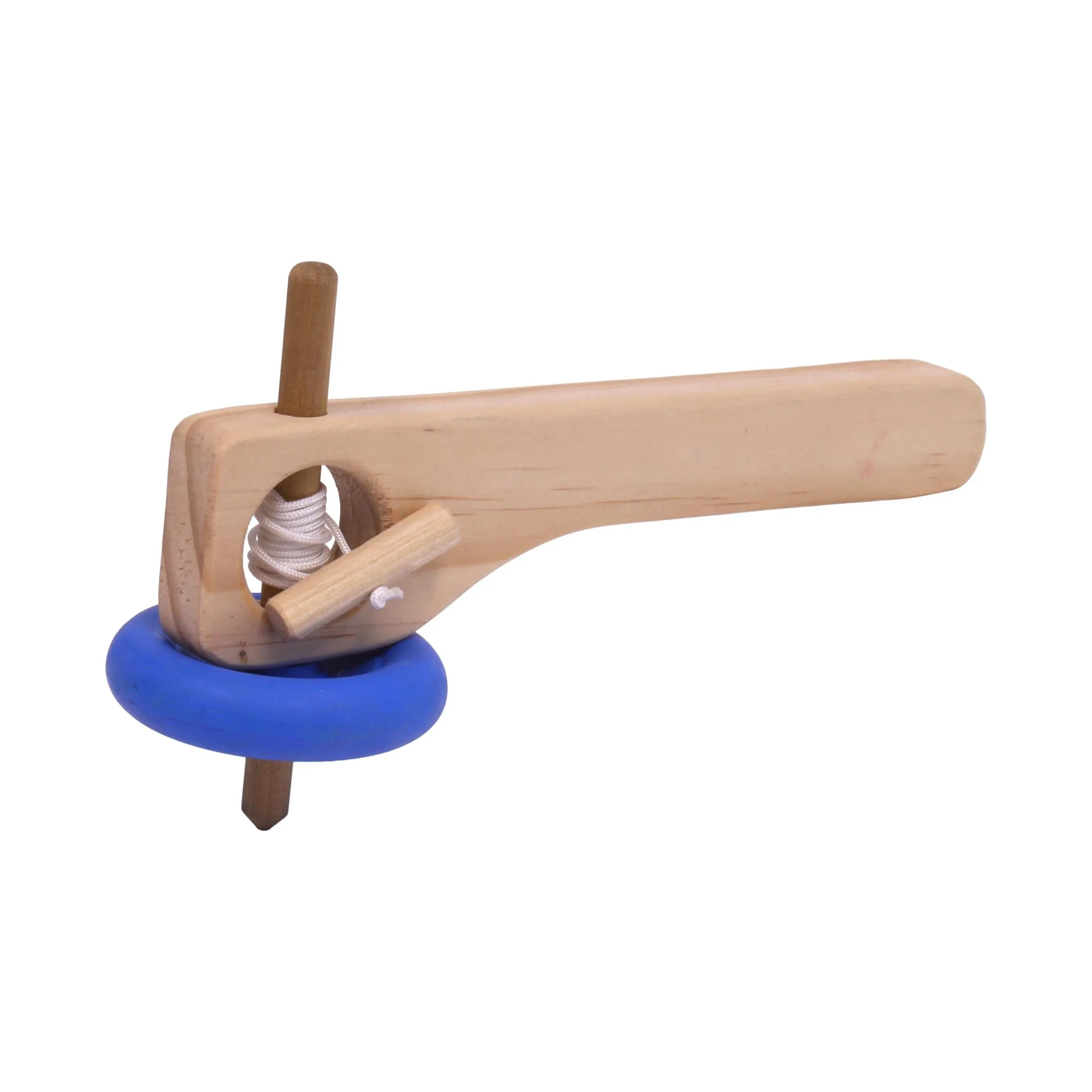 Amish-Made Spinning Wooden Top Toy with Handle and Pull String