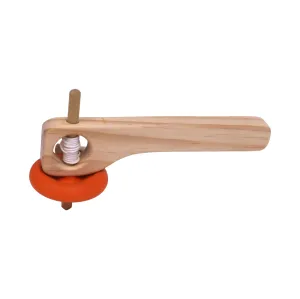 Amish-Made Spinning Wooden Top Toy with Handle and Pull String