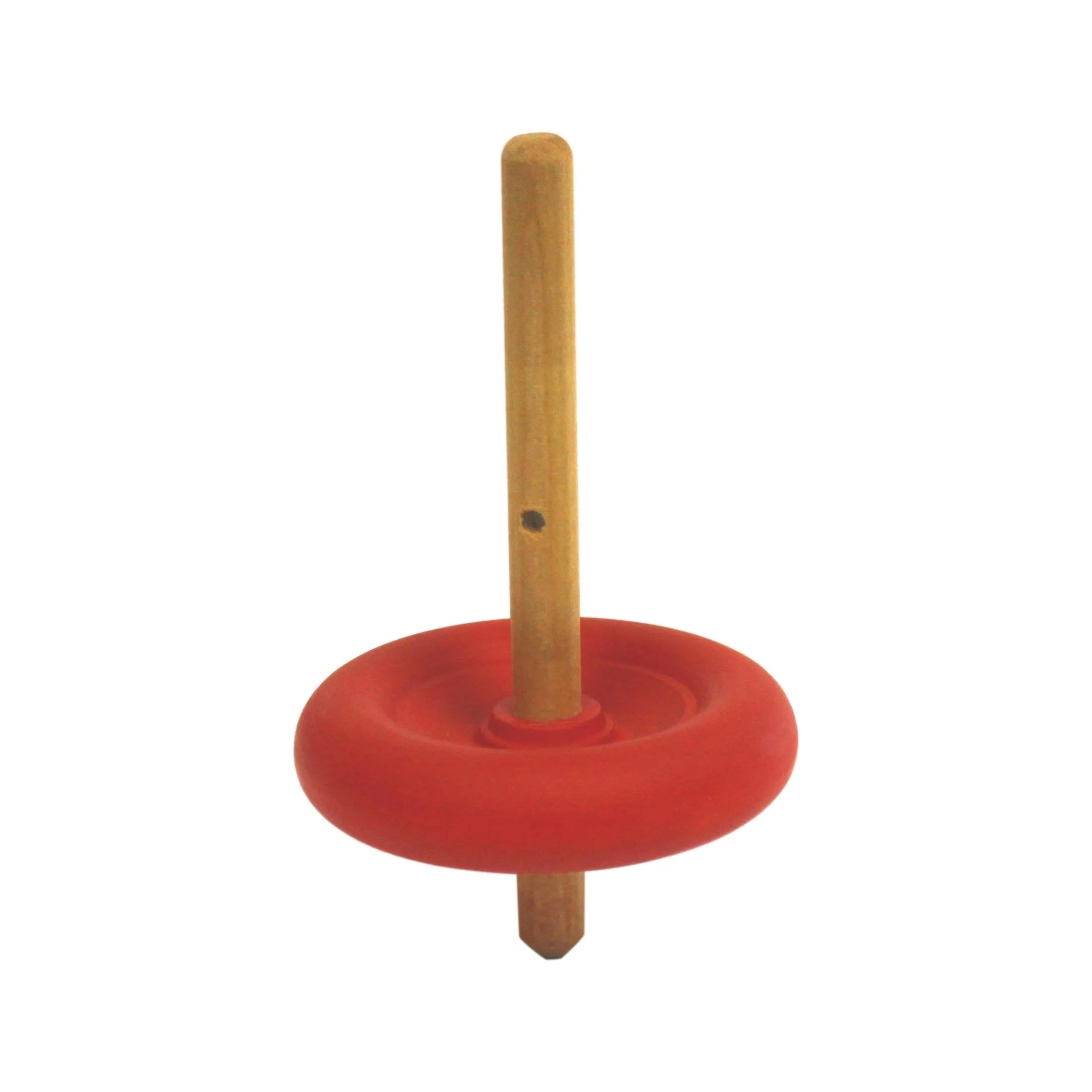 Amish-Made Spinning Wooden Top Toy with Handle and Pull String