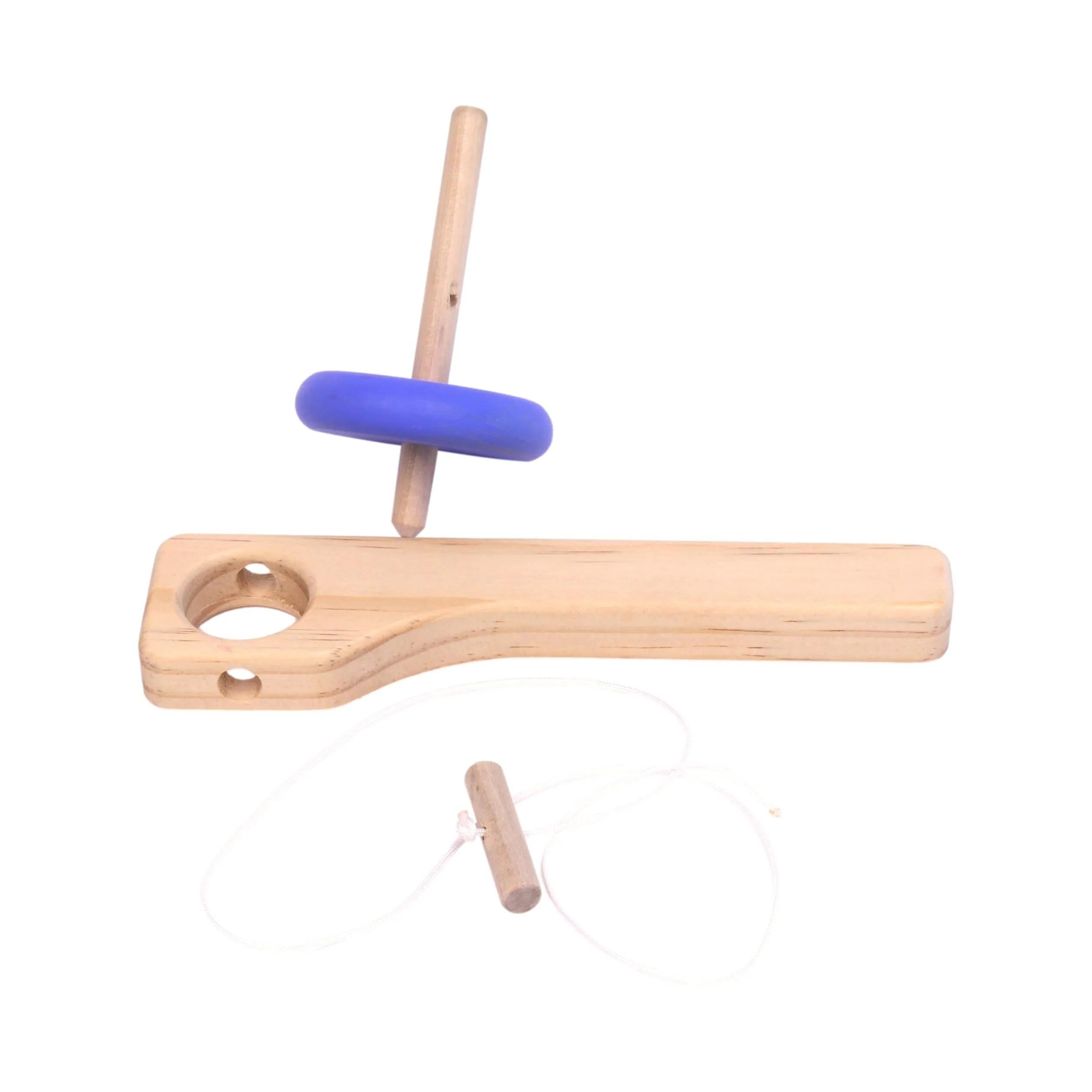 Amish-Made Spinning Wooden Top Toy with Handle and Pull String