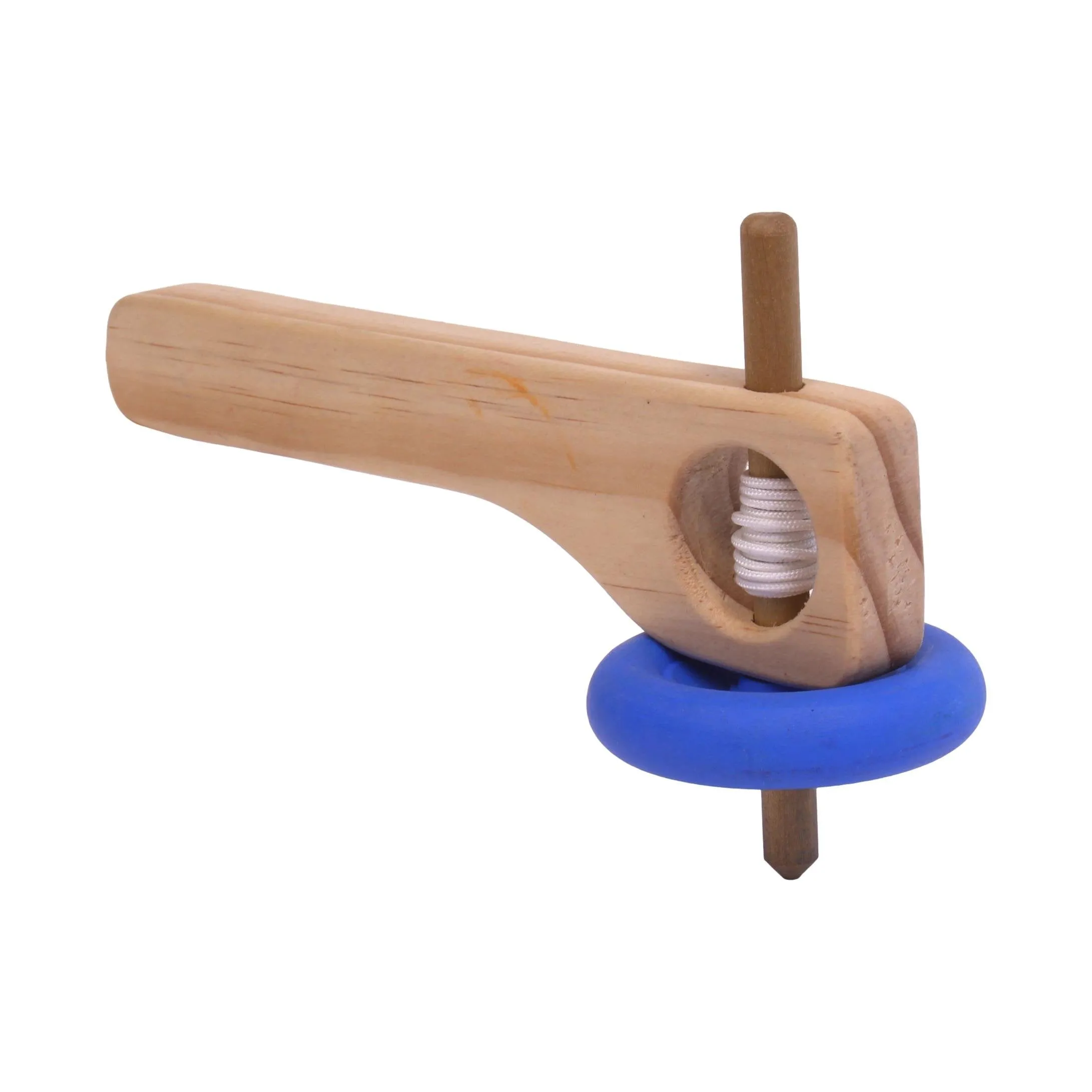 Amish-Made Spinning Wooden Top Toy with Handle and Pull String