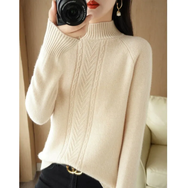 Autumn And Winter Explosive Knitwear Half Turtleneck Thick Warm Sweater Women&#39;s Fashion Languid Style Woolen Sweater Base