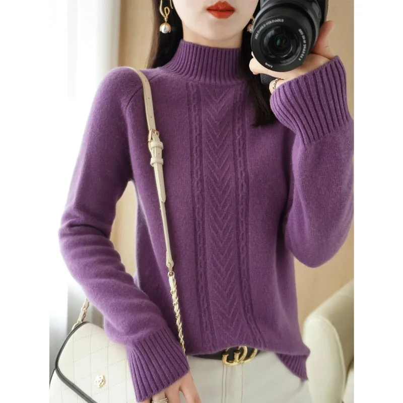 Autumn And Winter Explosive Knitwear Half Turtleneck Thick Warm Sweater Women&#39;s Fashion Languid Style Woolen Sweater Base