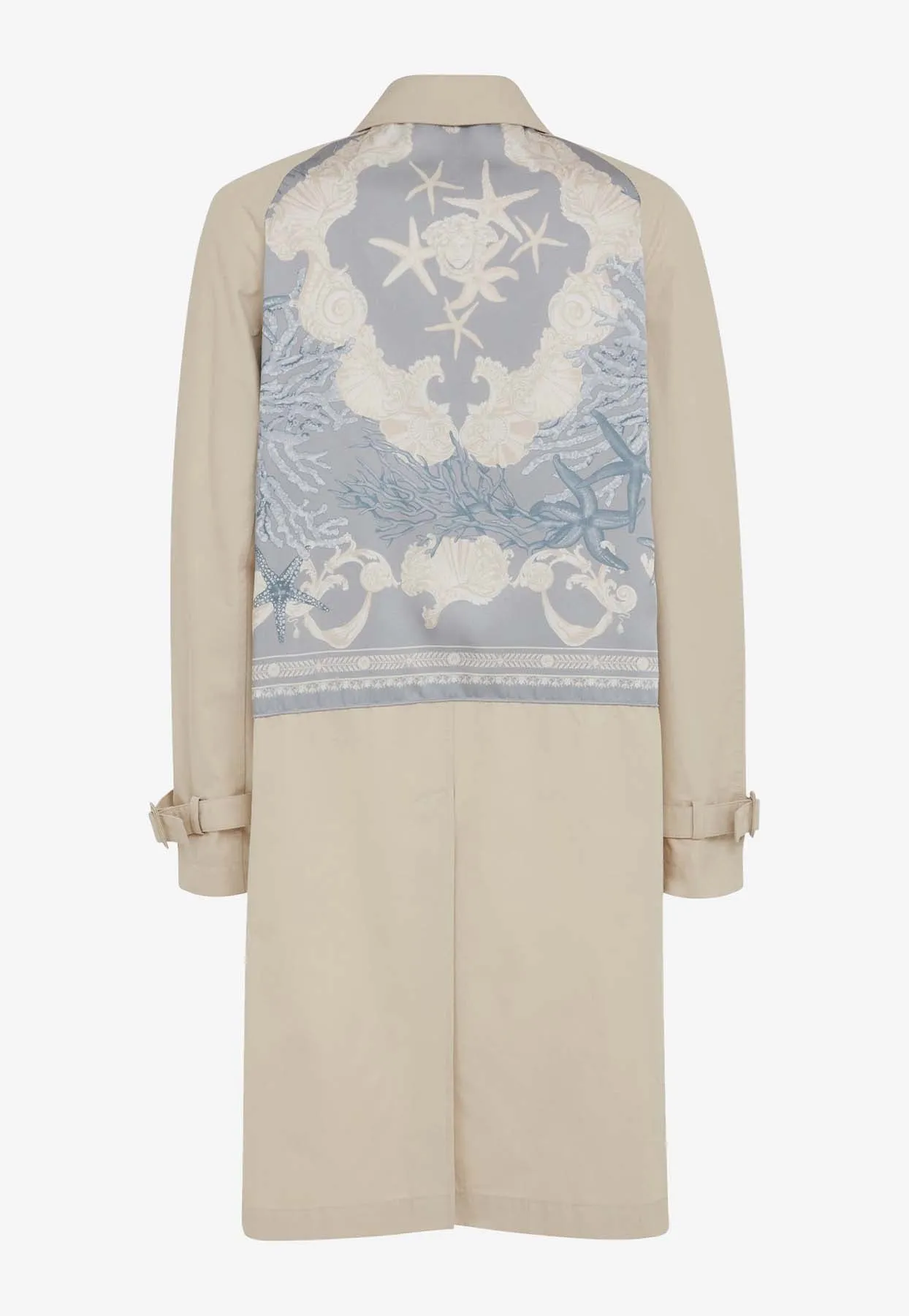 Barocco Sea Print Single-Breasted Trench Coat