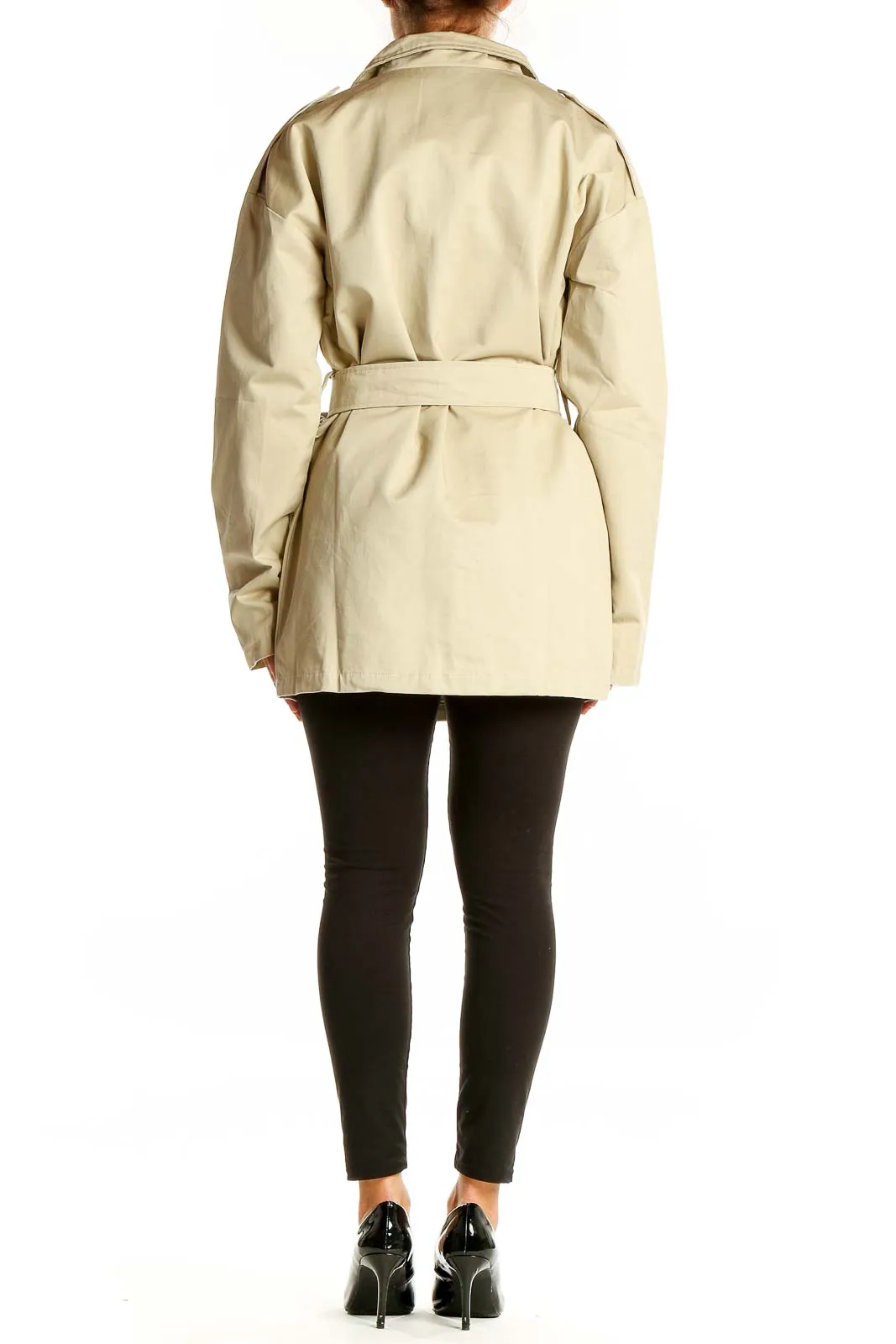 Beige Belted Utility Coat