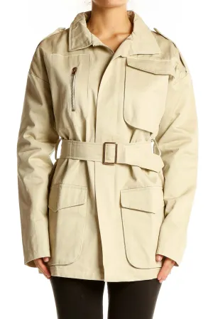 Beige Belted Utility Coat