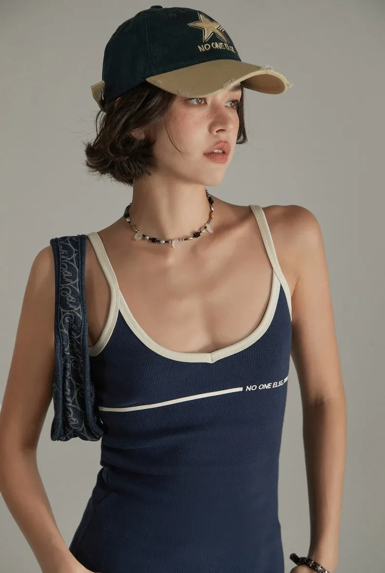 Bicolor Line Simple Camisole