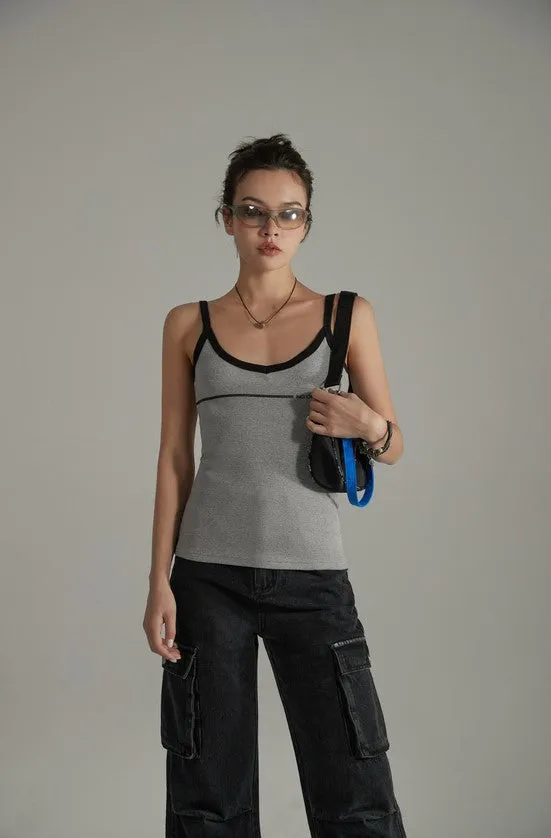 Bicolor Line Simple Camisole