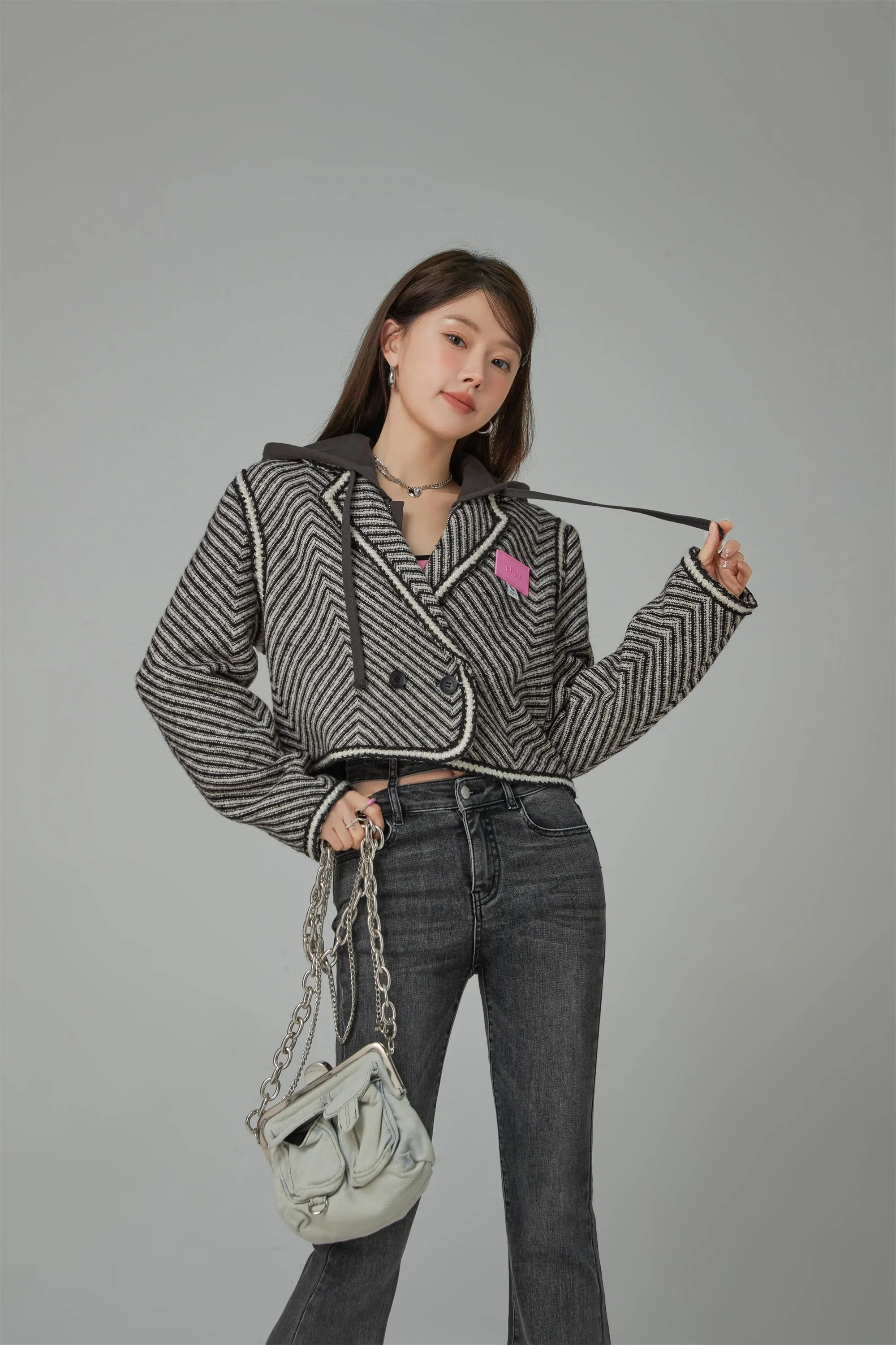 Big Time Luck Striped Loose Fit Short Jacket