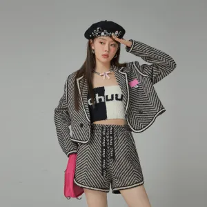 Big Time Luck Striped Loose Fit Short Jacket