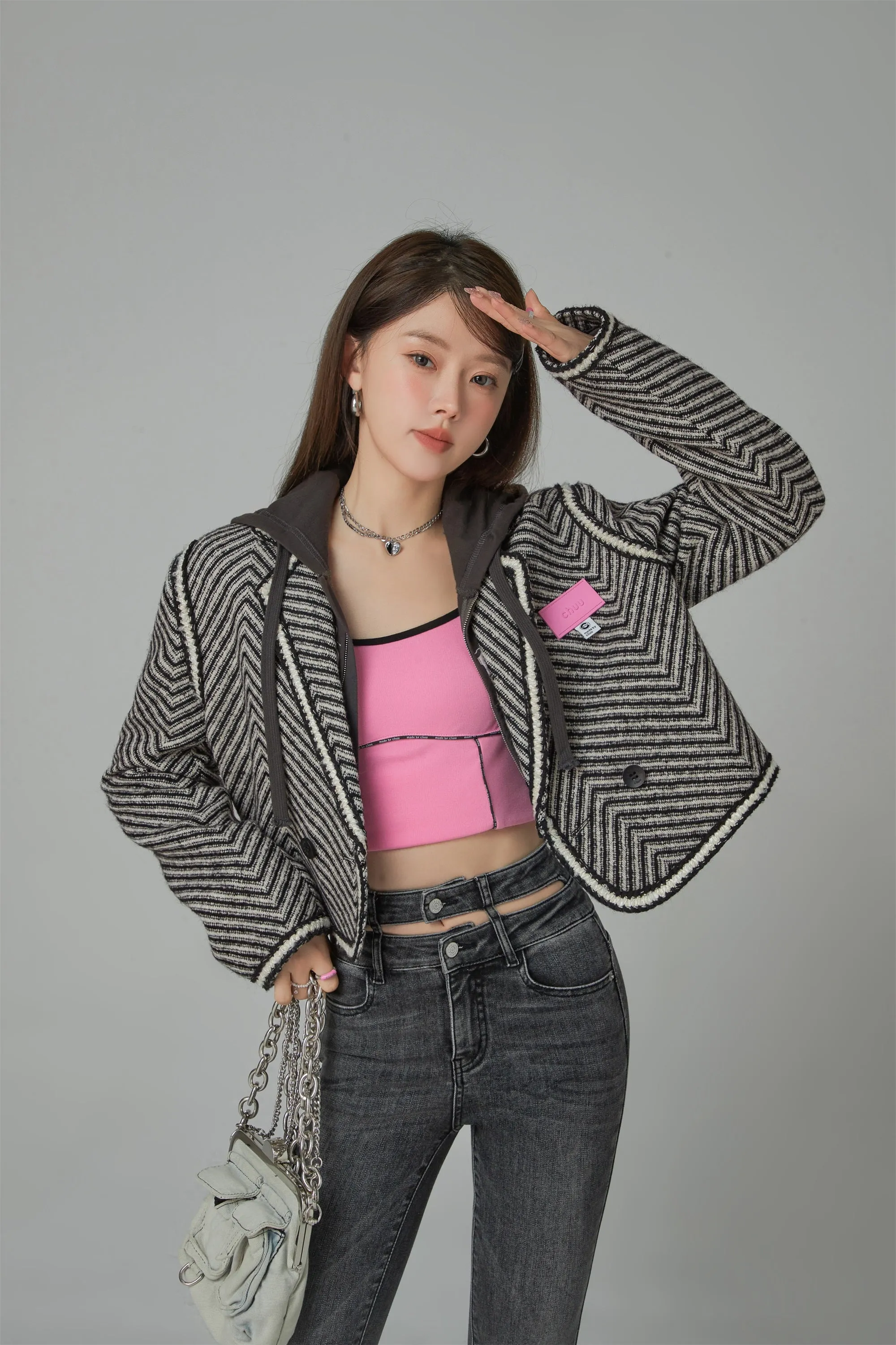 Big Time Luck Striped Loose Fit Short Jacket