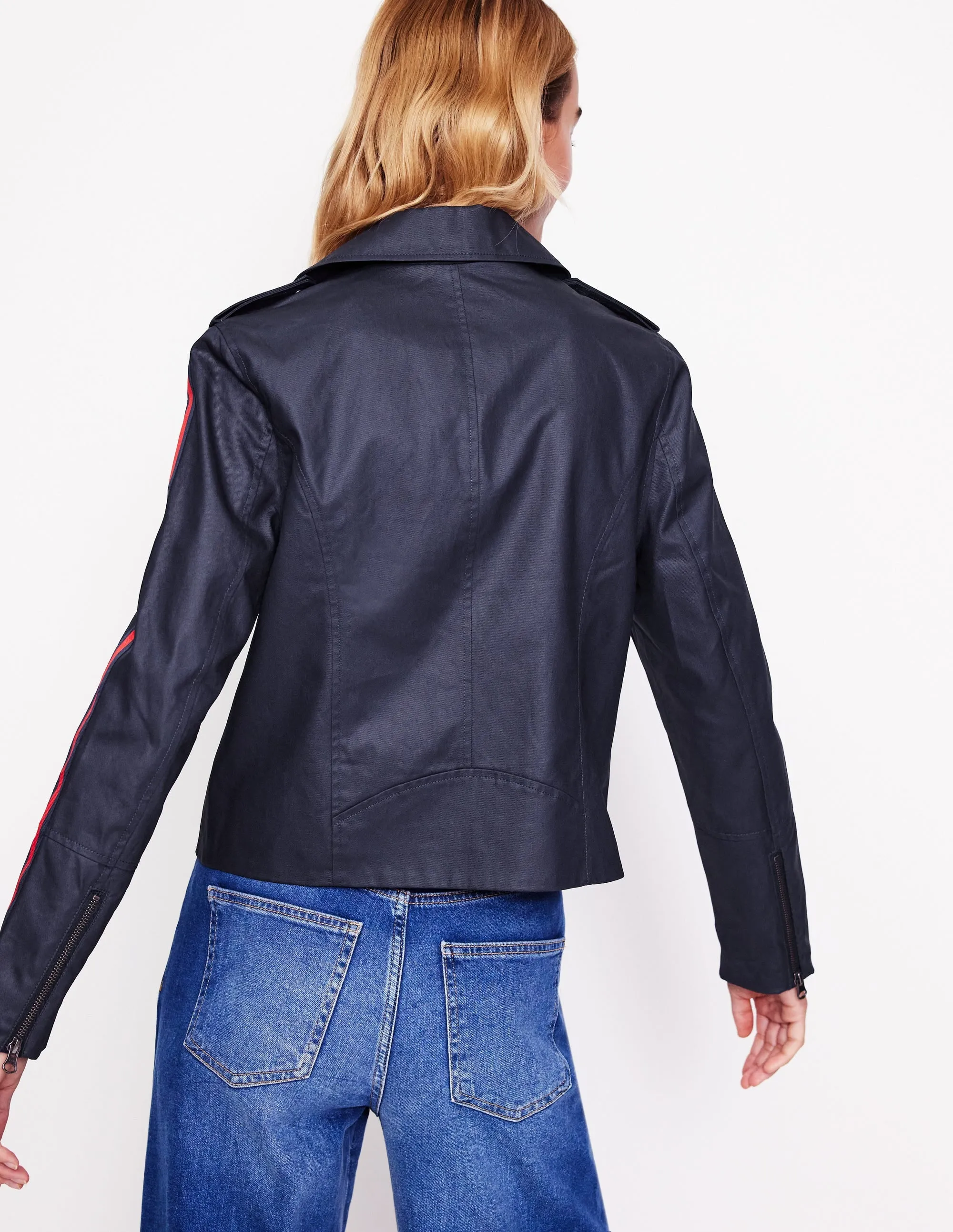 Biker Wax Jacket-Navy