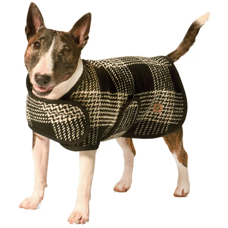 Black and White Plaid Dog Coat