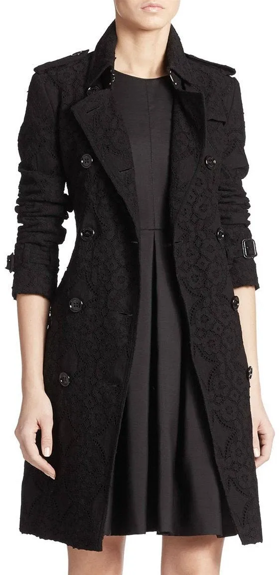 Black Kensington Lace Trench Coat