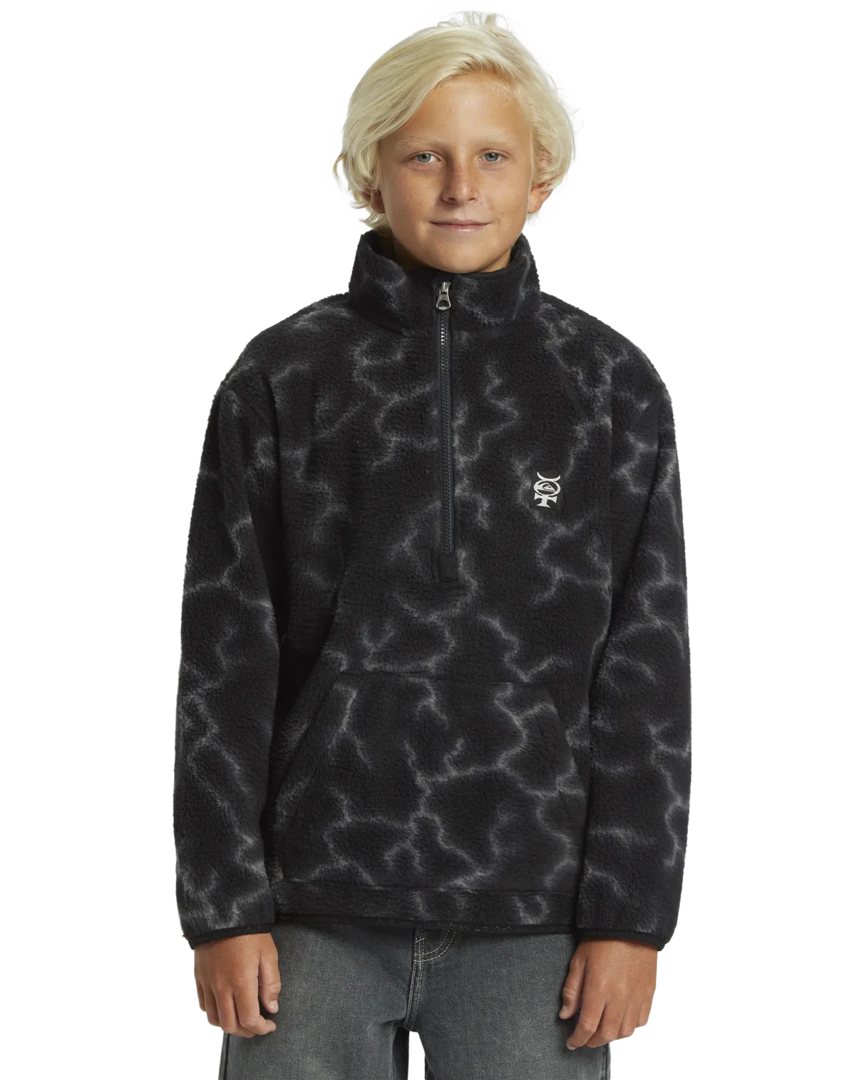 Boys Mercury Sherpa Fleece Jacket in Black