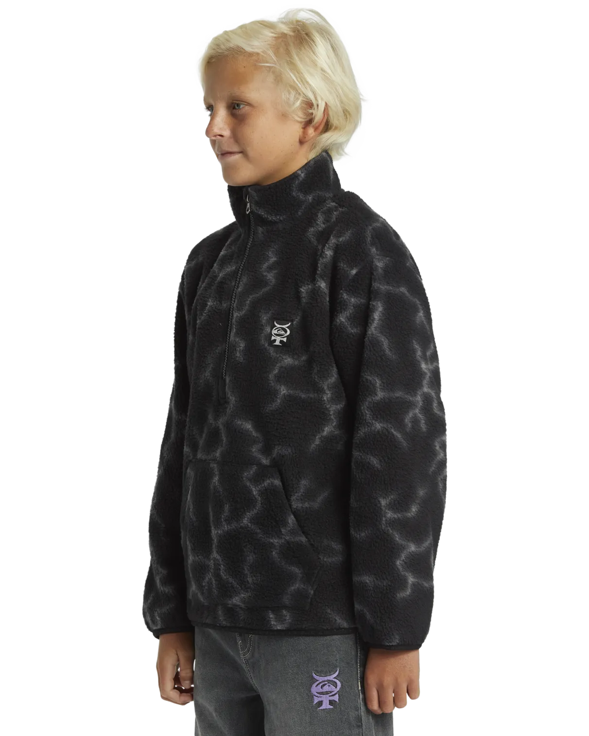 Boys Mercury Sherpa Fleece Jacket in Black