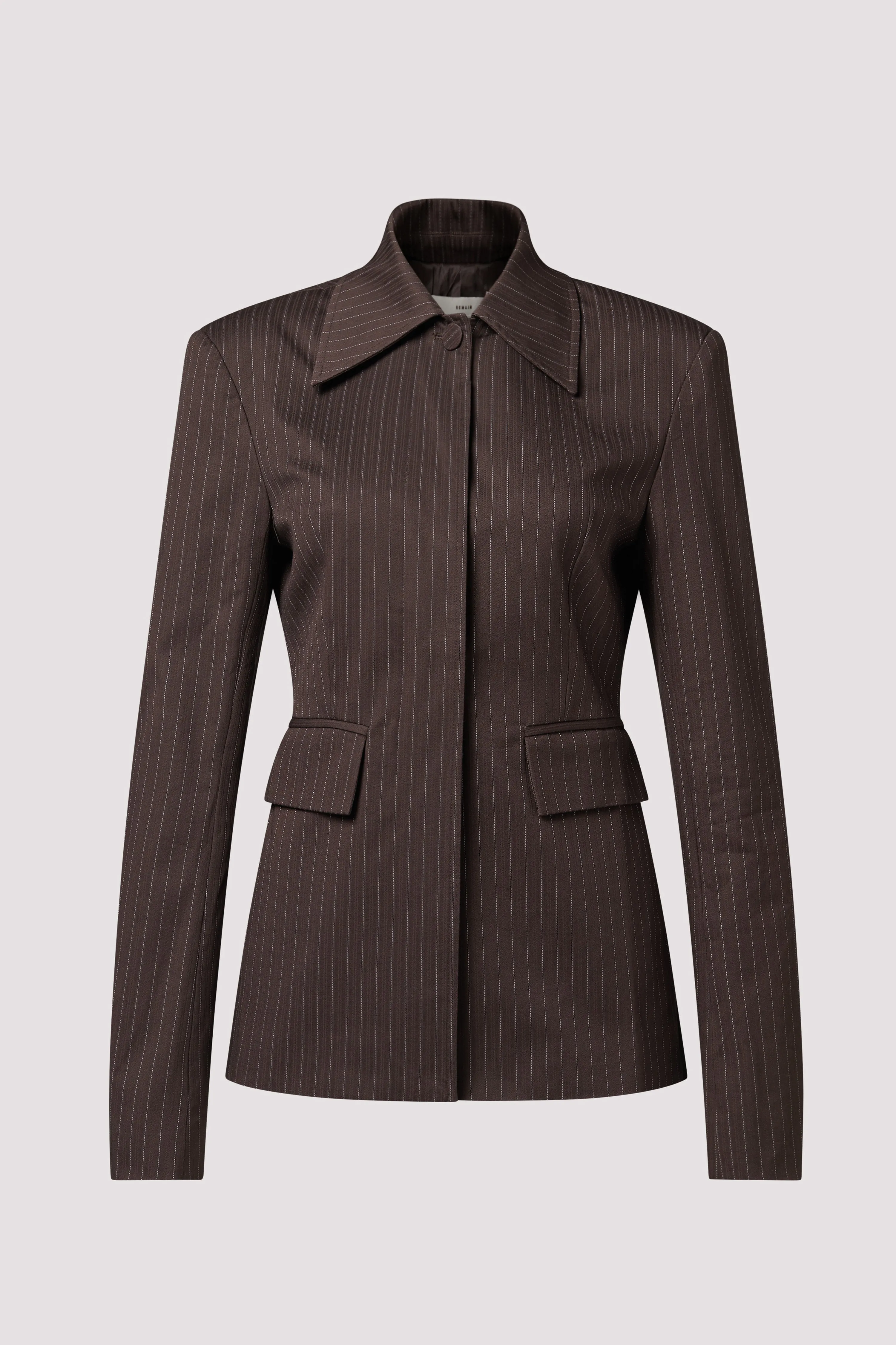 Brown Slim Striped Blazer