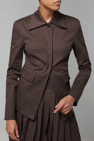 Brown Slim Striped Blazer