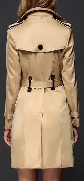 Buckle-Sleeve Trench Coat in Khaki