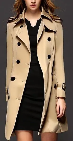 Buckle-Sleeve Trench Coat in Khaki