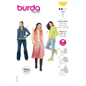 Burda Style Pattern 6114 Misses' Waistcoat, Vest, Jacket B6114