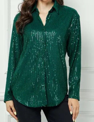 Button Down Sequin Blouse