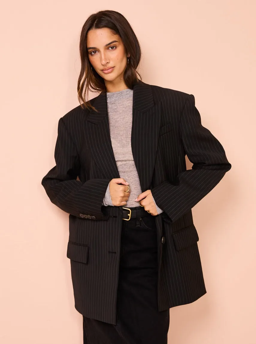 Camilla and Marc Thera Blazer in Black Pinstripe