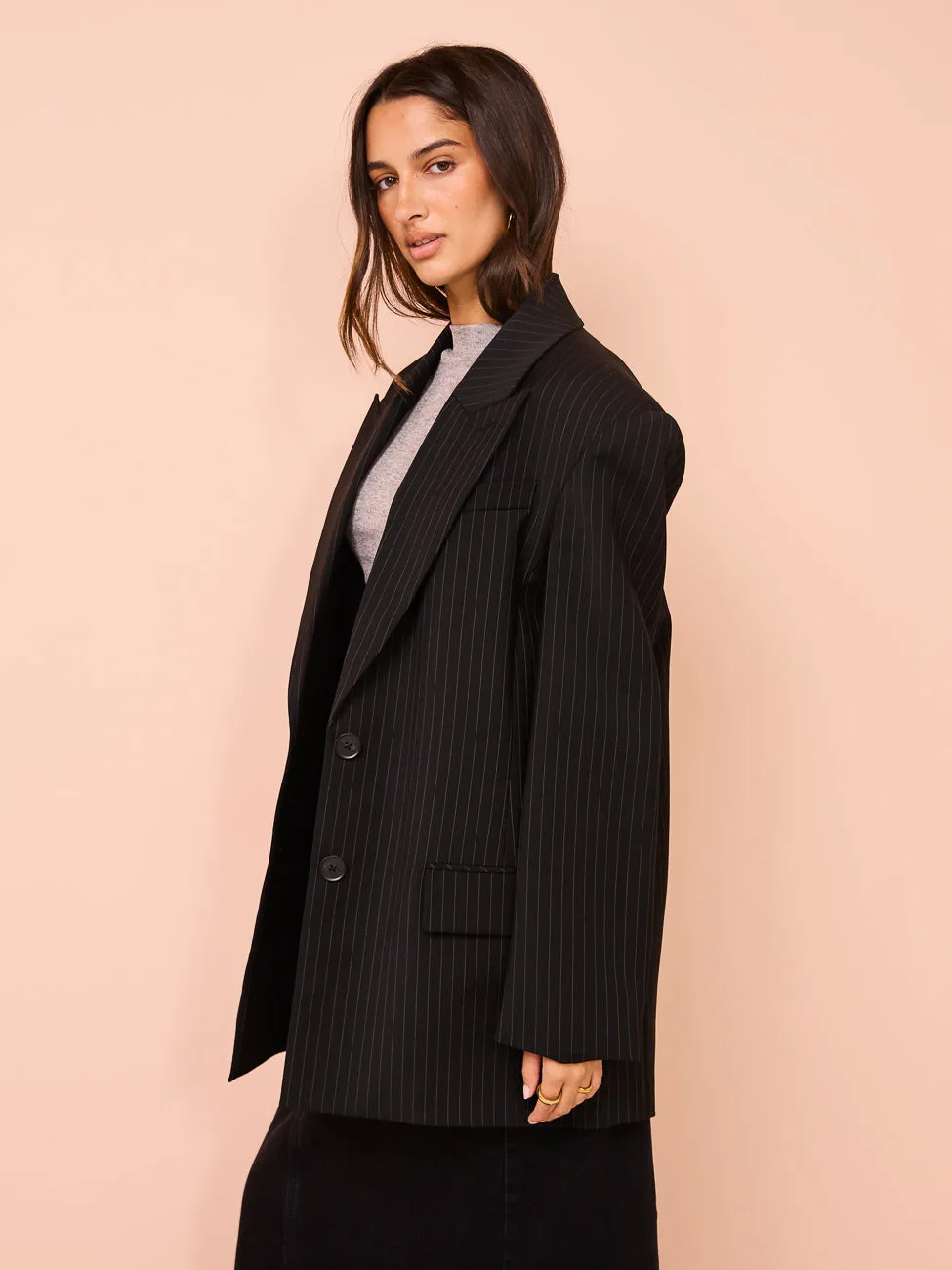 Camilla and Marc Thera Blazer in Black Pinstripe