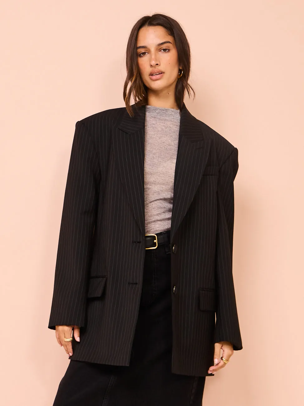 Camilla and Marc Thera Blazer in Black Pinstripe