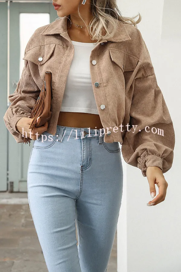 Casual Lapel Single Breasted Corduroy Coat