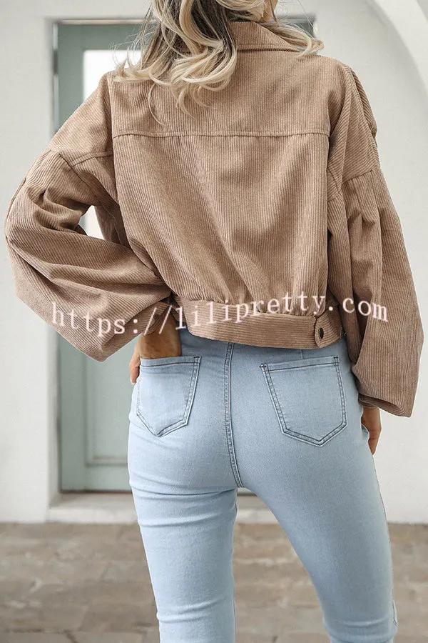 Casual Lapel Single Breasted Corduroy Coat