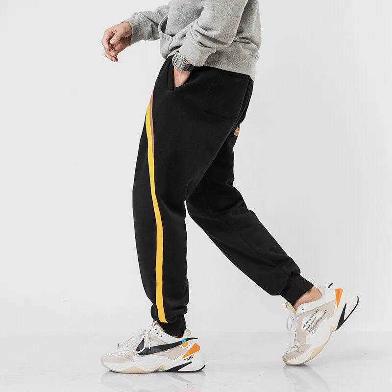 Casual Stripe Thick Jogger Hip Hop Style Men Pants