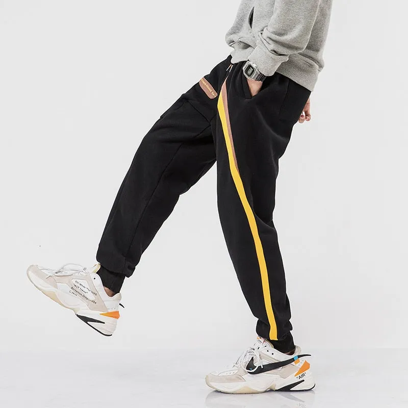 Casual Stripe Thick Jogger Hip Hop Style Men Pants