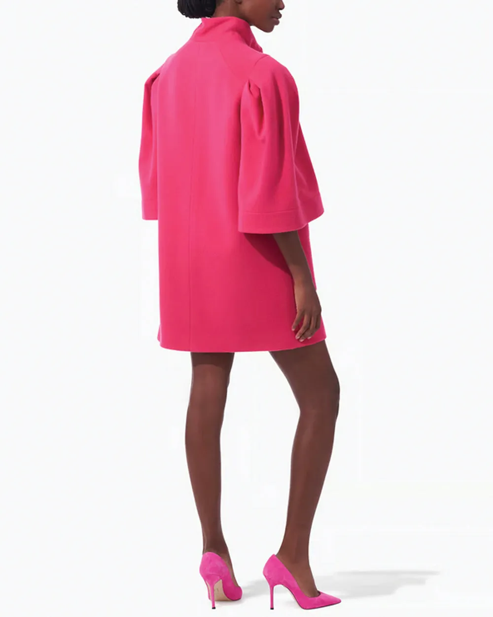 Cerise Pink Tie Neck Coat