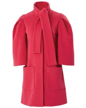 Cerise Pink Tie Neck Coat