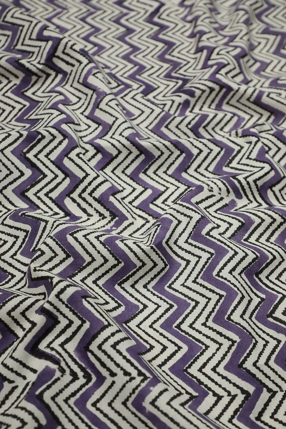 Chevron Patterned Bagru Cotton Fabric