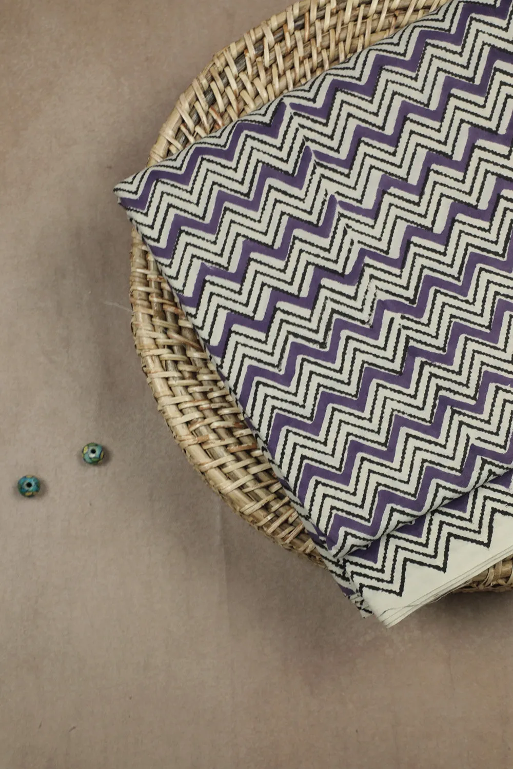 Chevron Patterned Bagru Cotton Fabric