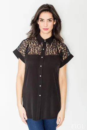 Chic Mesh-Designed Blouse by Figl