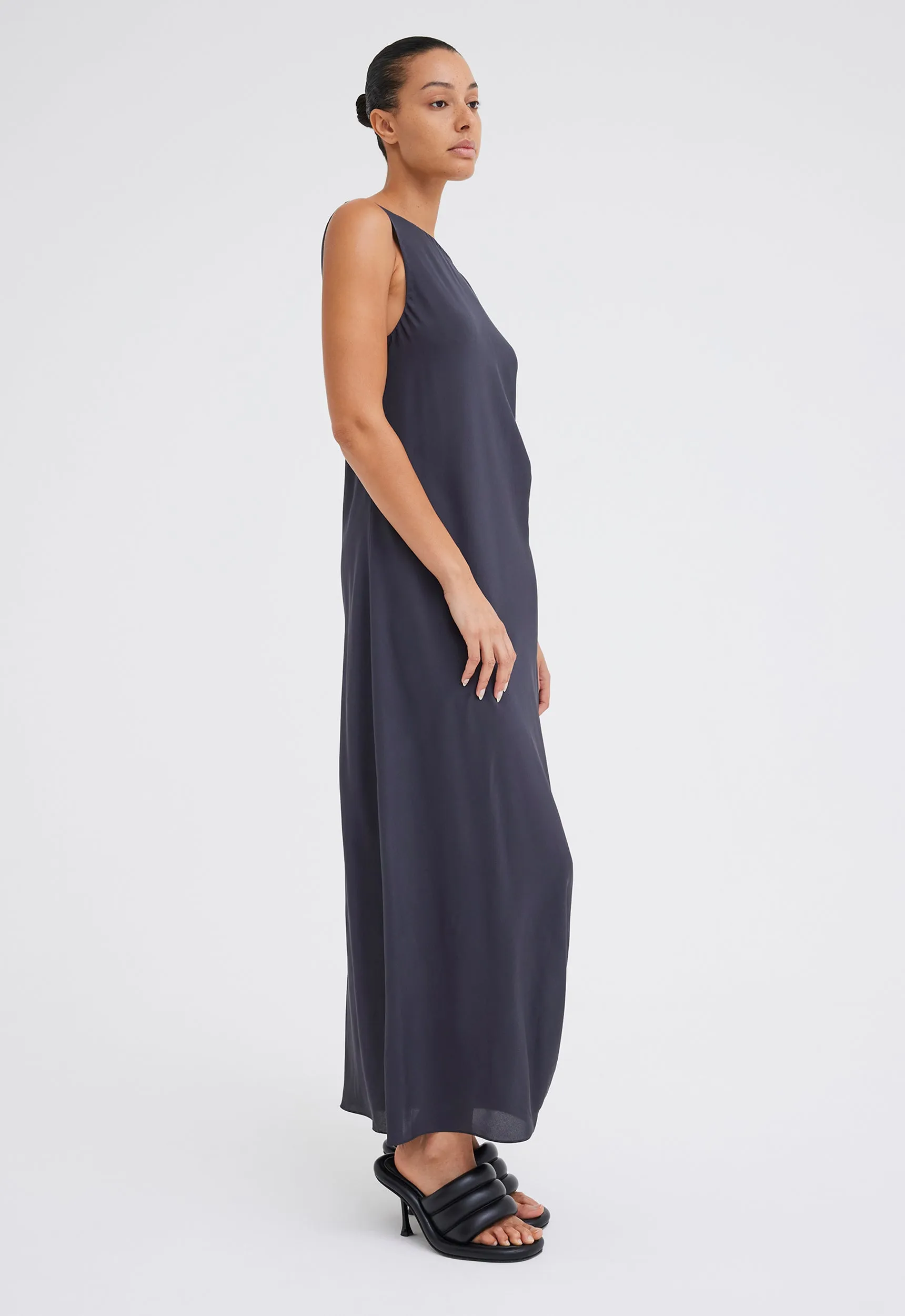 Cloe Silk Maxi Dress - Steelo Grey