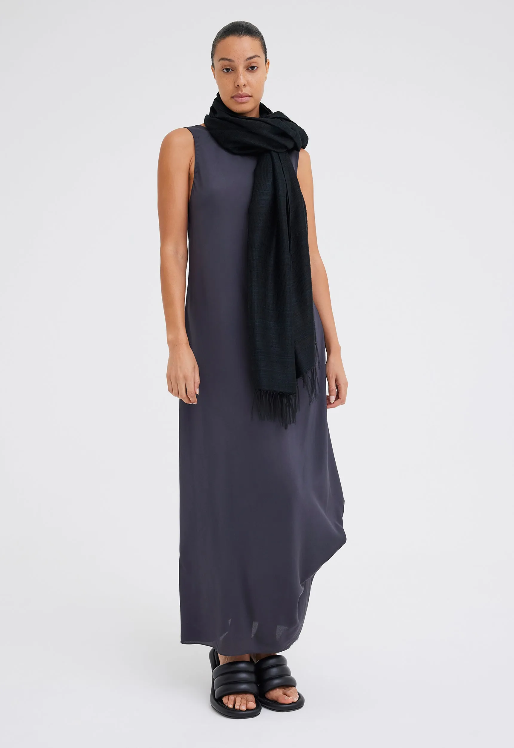 Cloe Silk Maxi Dress - Steelo Grey