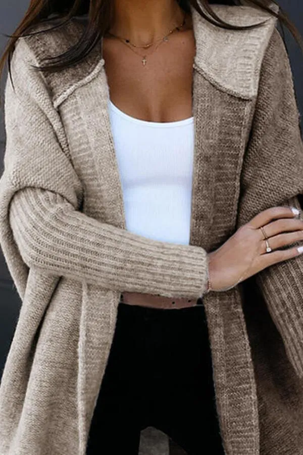 Contrast Hooded Cardigan Loose Sweater