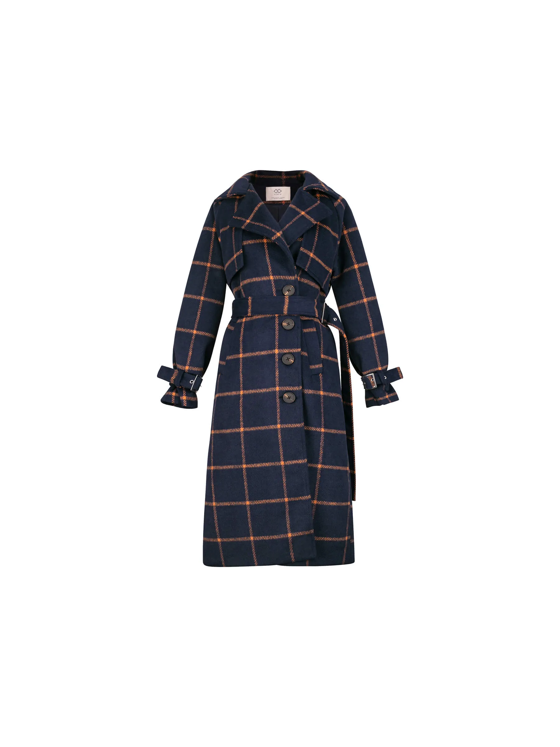 Contrast Plaid Drop Shoulder Coat