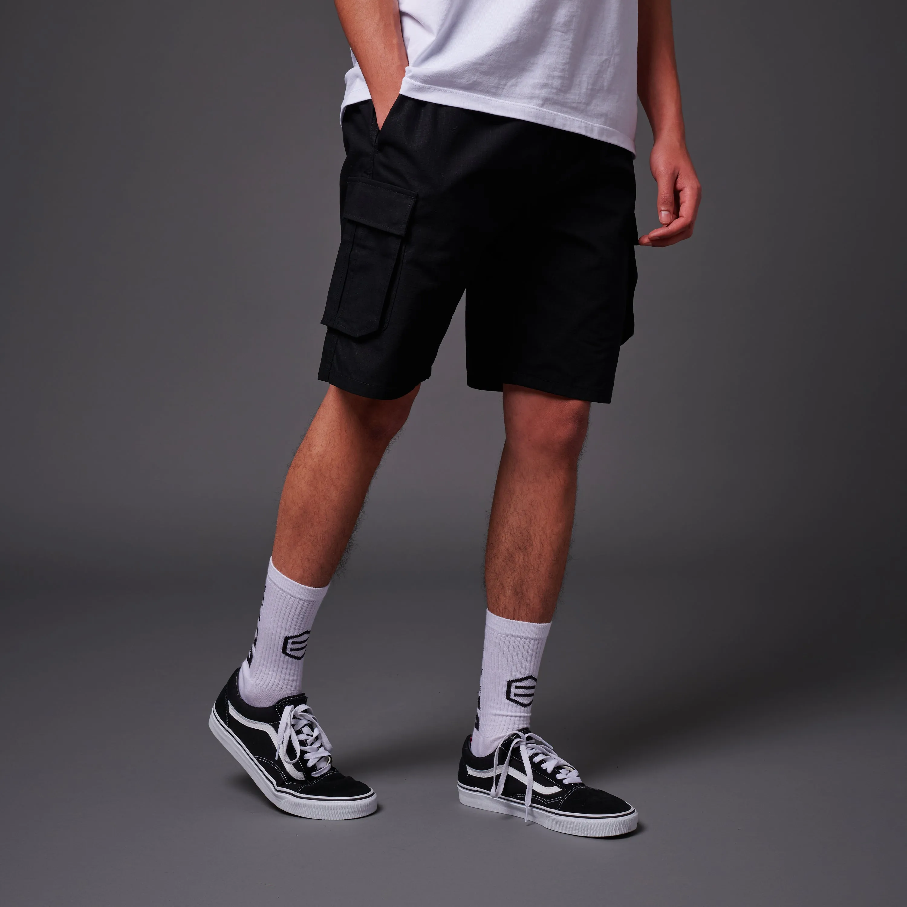 Cotton Ripstop Cargo Easyshorts Black