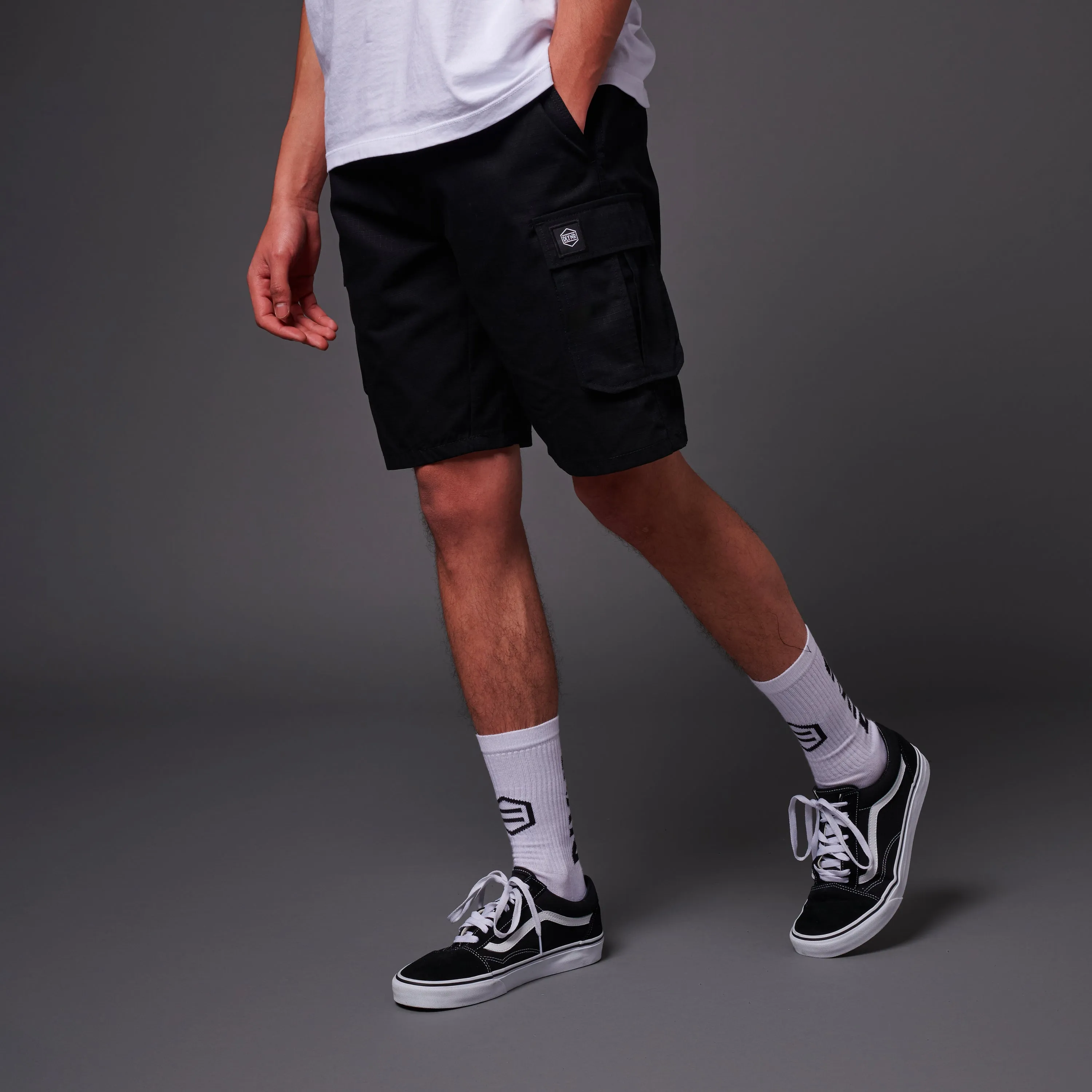 Cotton Ripstop Cargo Easyshorts Black