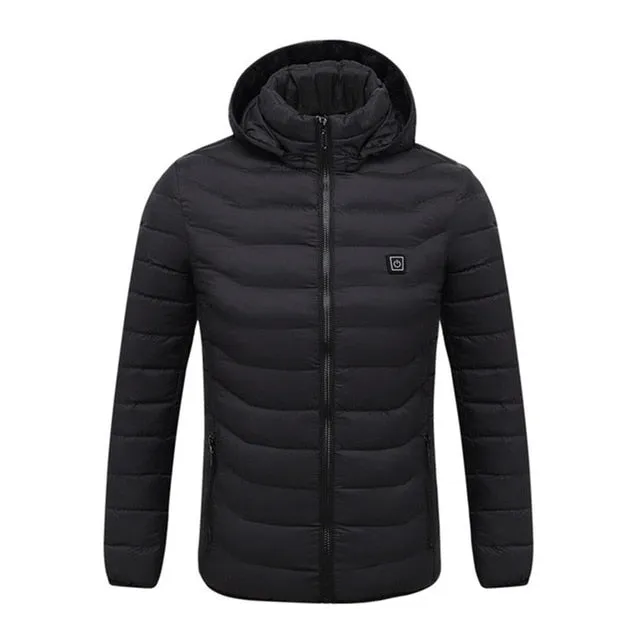 Electric Heated Cotton Outdoor USB Hooded Thermal Warmer Jacket