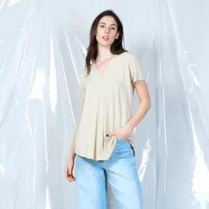 Elegant draped V-neck blouse wholesale